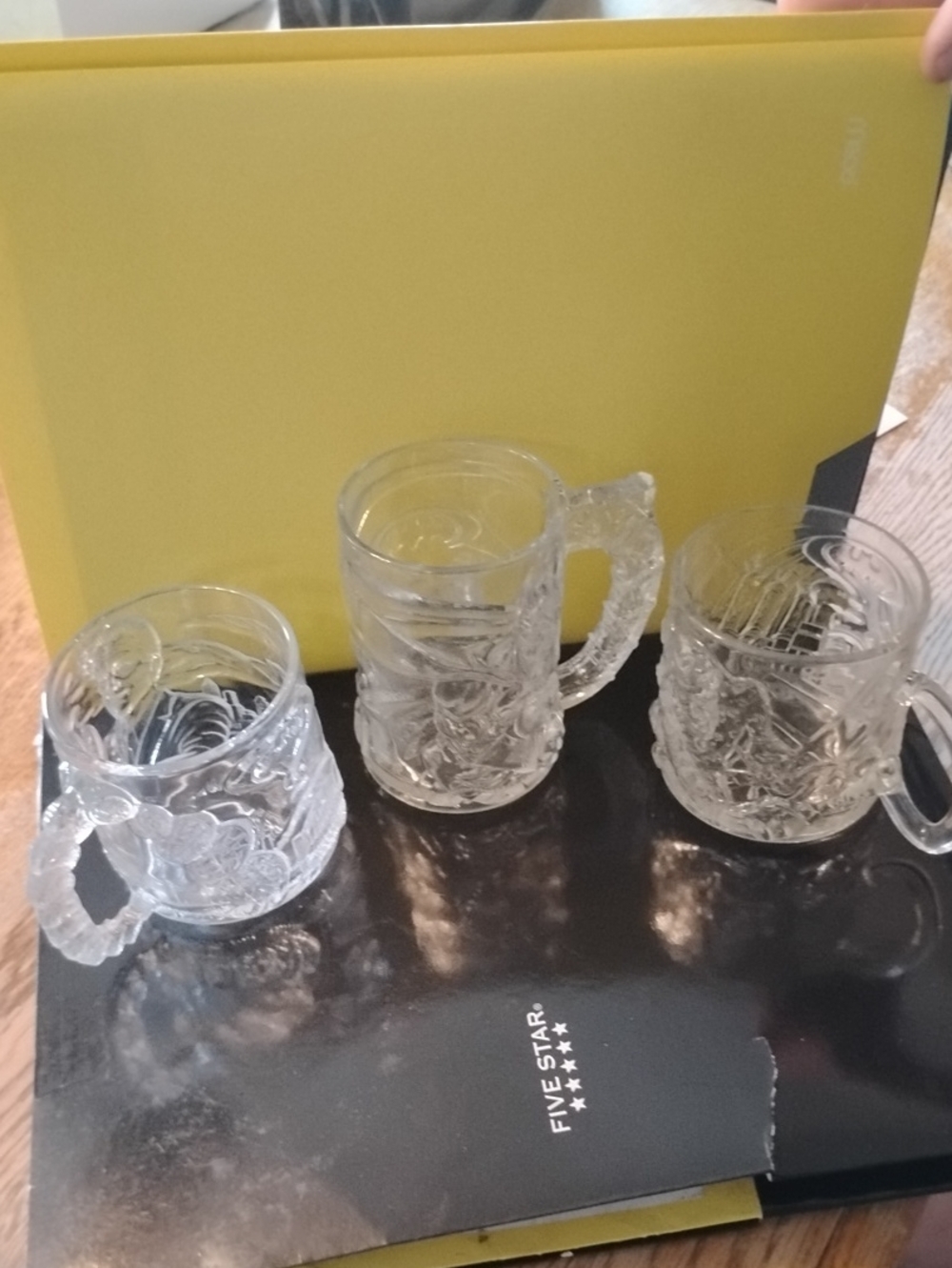 Clear Pressed Glass Mini Mugs - Set of 3